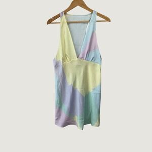 ASOS Design Mini Dress Size 8 Multicolor Pastel Abstract Print V-Neck Summer